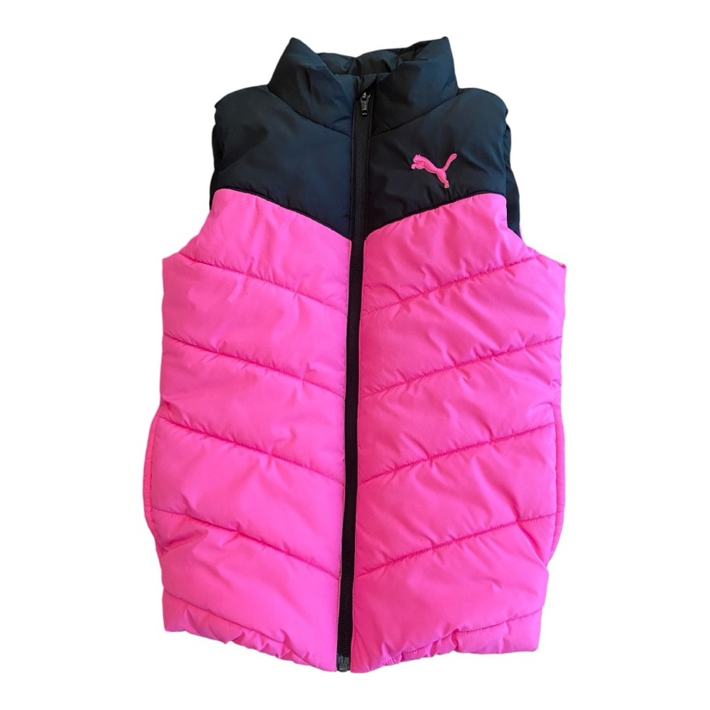 PUMA Girls Insulated Puffer Vest Pink & Black Size Small 7/8